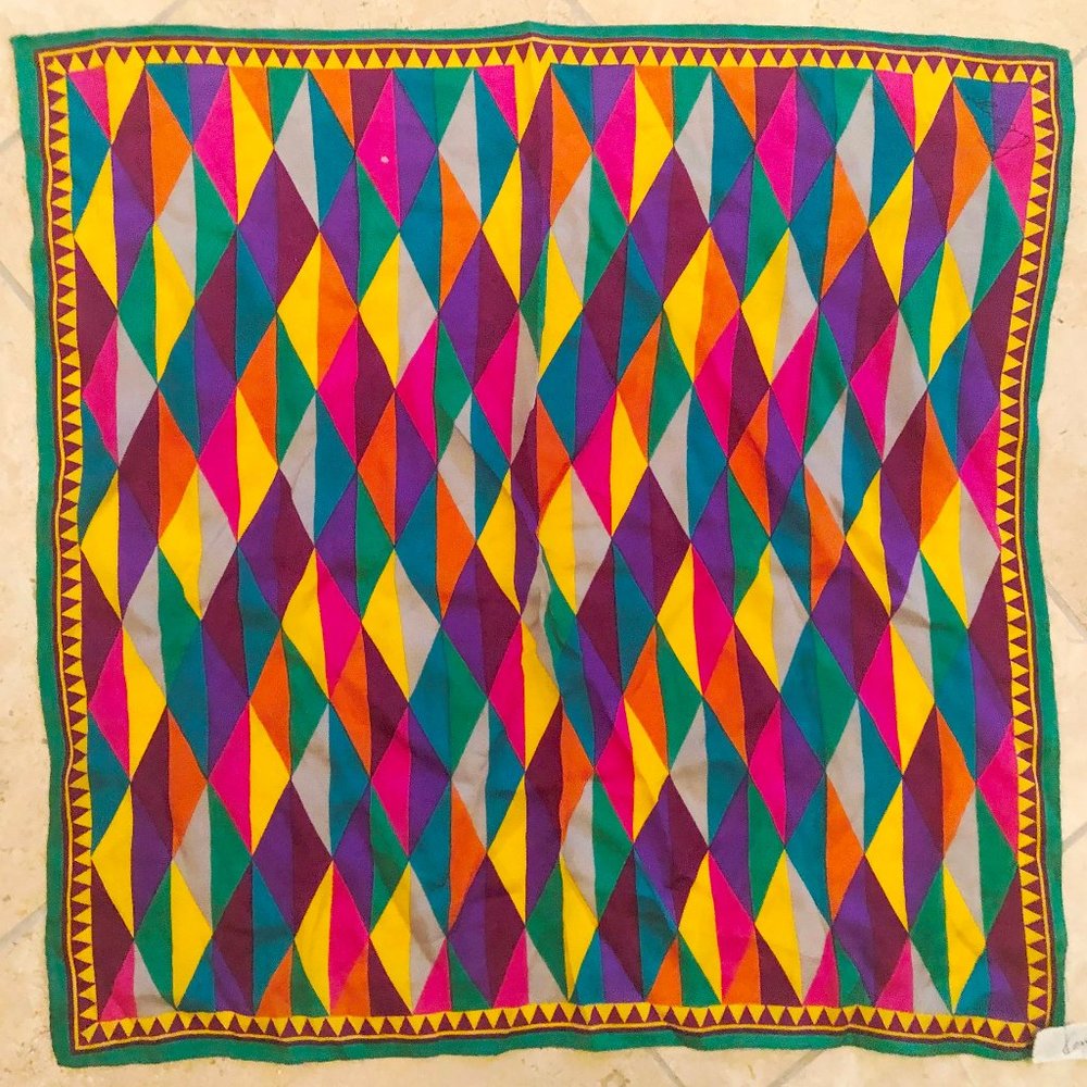 Vintage Multi Color Diamond Pattern Silk Scarf Xenya for XIIX KARAT Japan